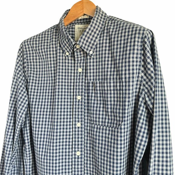 Abercrombie & Fitch Men's Blue Gingham Long Sleeve Muscle Fit Shirt Size XXL - Picture 4 of 15